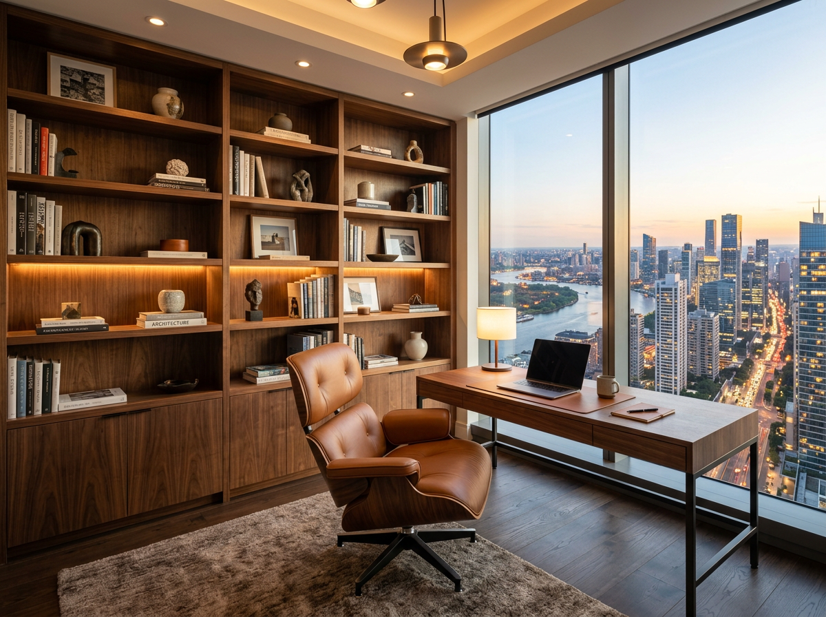Luxury home office city view